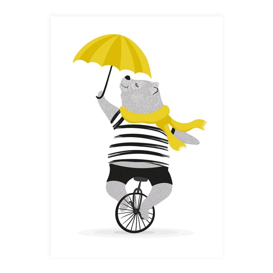 XO Plakatas "Mr Bear on Unicycle With Umbrella" - Image 2