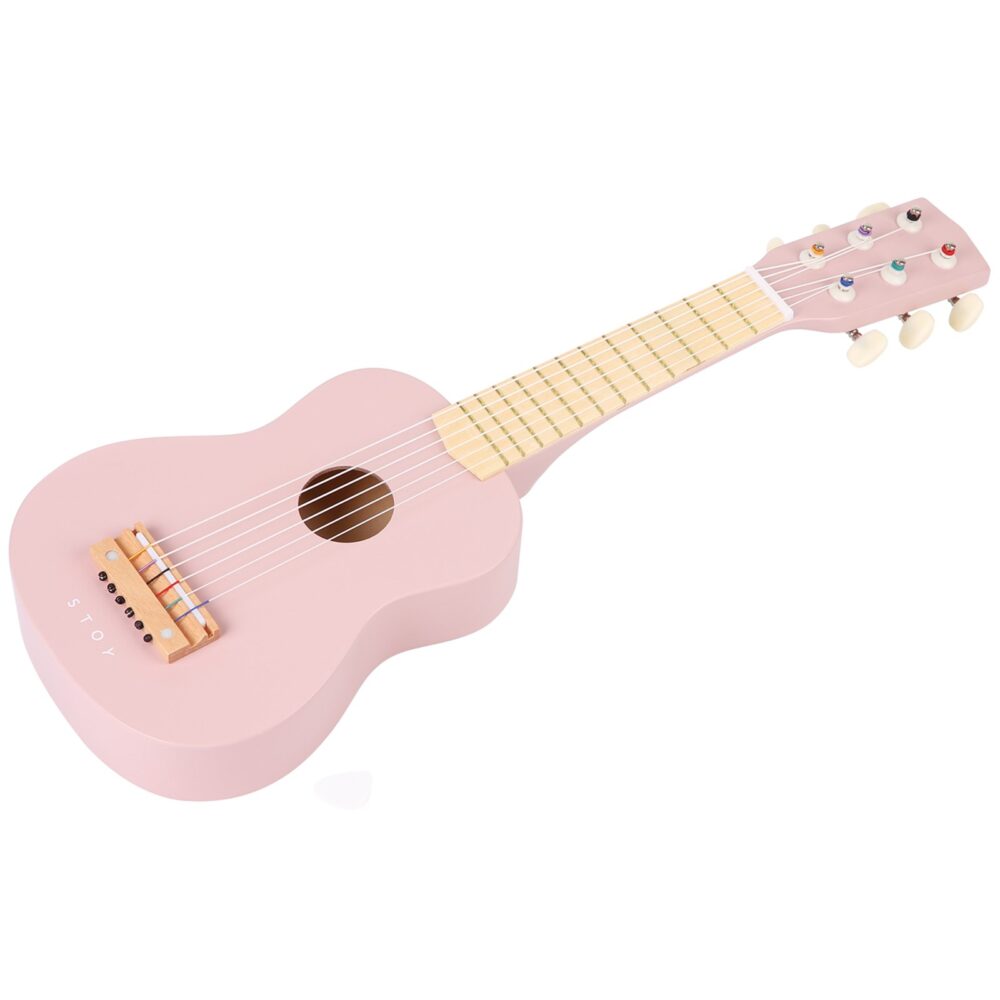 Medinė vaikiška gitara – rožinės spalvos
