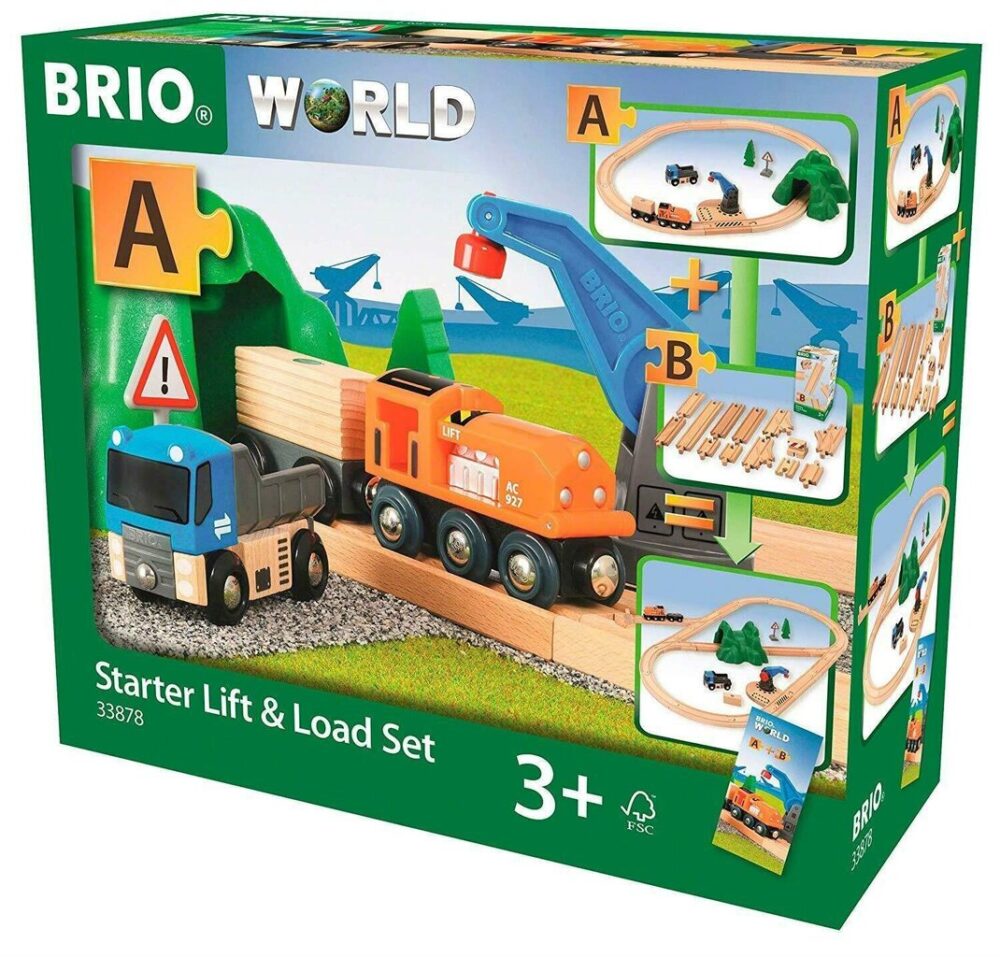 BRIO Traukinių rinkinys su bėgiais Starter Lift & Load Brio Railway