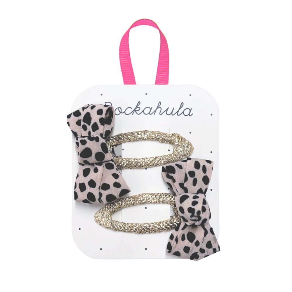 ROCKAHULA plaukų segtukų rinkinys “Leopard Love Twisty Bow Clips”