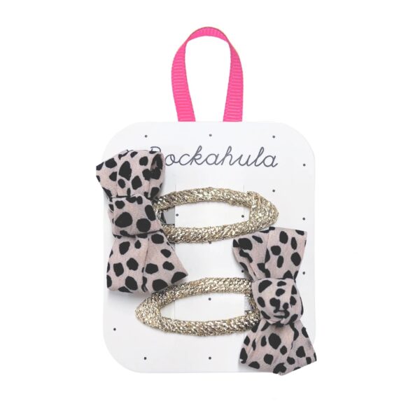 ROCKAHULA plaukų segtukų rinkinys “Leopard Love Twisty Bow Clips”