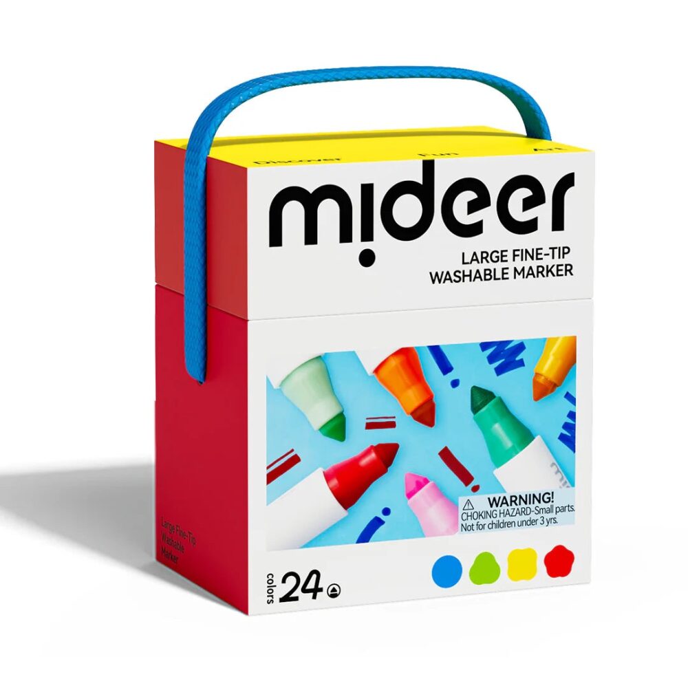 Mideer Nuplaunami Markeriai Flomasteriai – 24 Spalvos