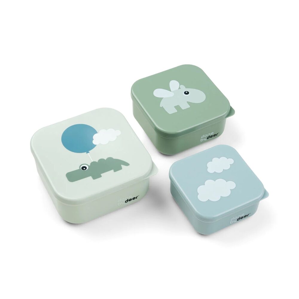 Užkandžių dėžutės rinkinys 3 vnt – happy clouds – green