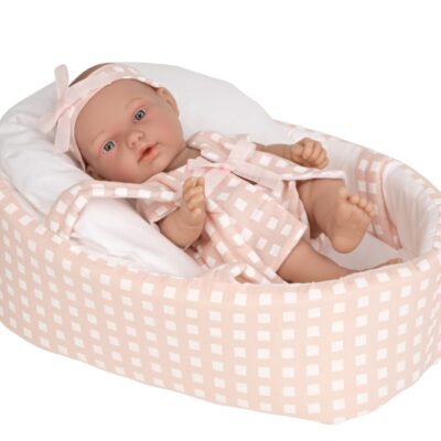 Arias lėlytė languotoje nešyklėje, oranžinėje, 26 cm