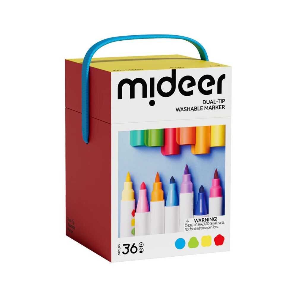 MIDEER dvipusiai nuplaunami markeriai / flomasteriai – 36 Spalvos