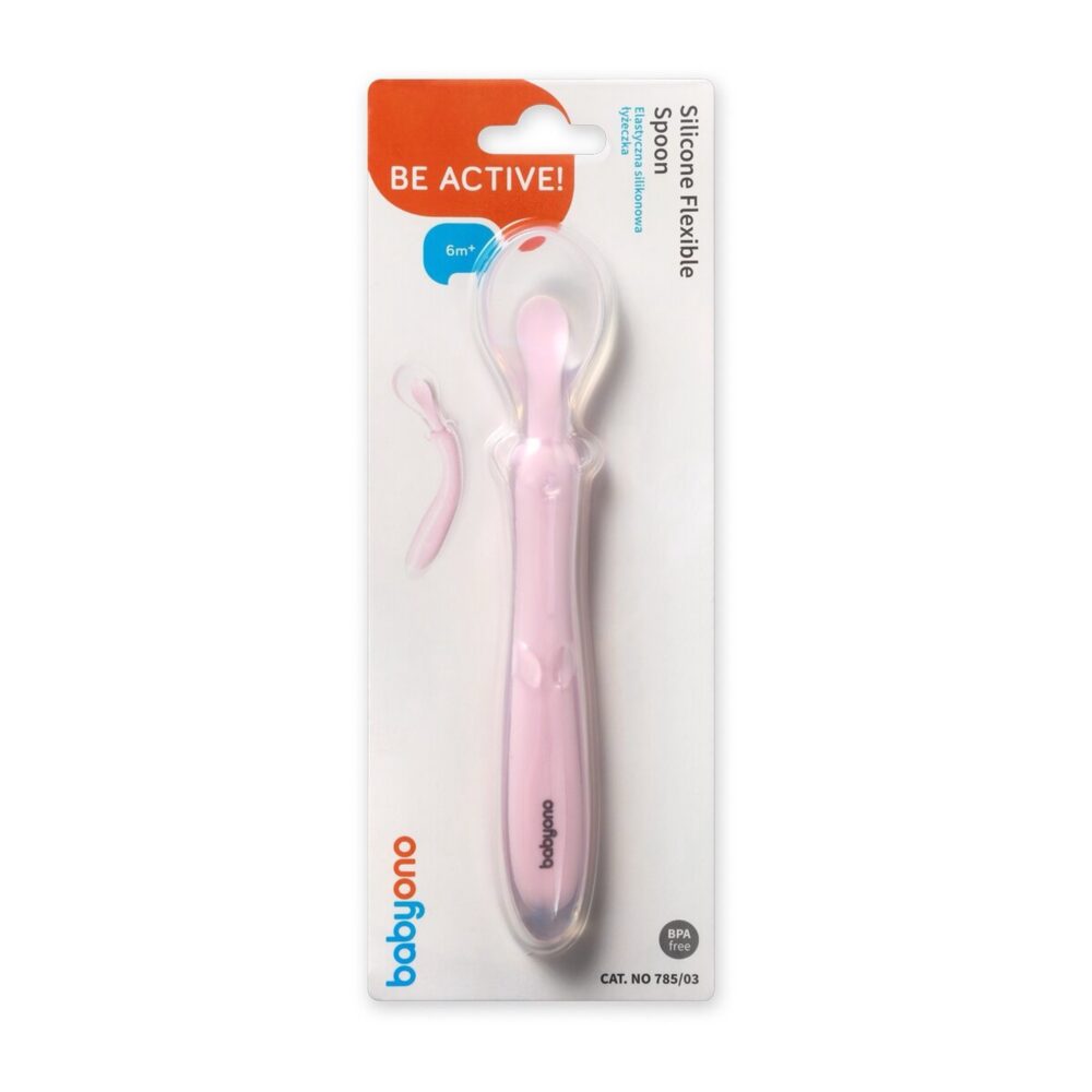 BABYONO lankstomas / silikoninis šaukštelis PINK